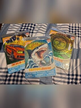 SAVVi Tattoo Mania Temporary Press-On Tattoos Lot of 3, 57 Each Car Shark